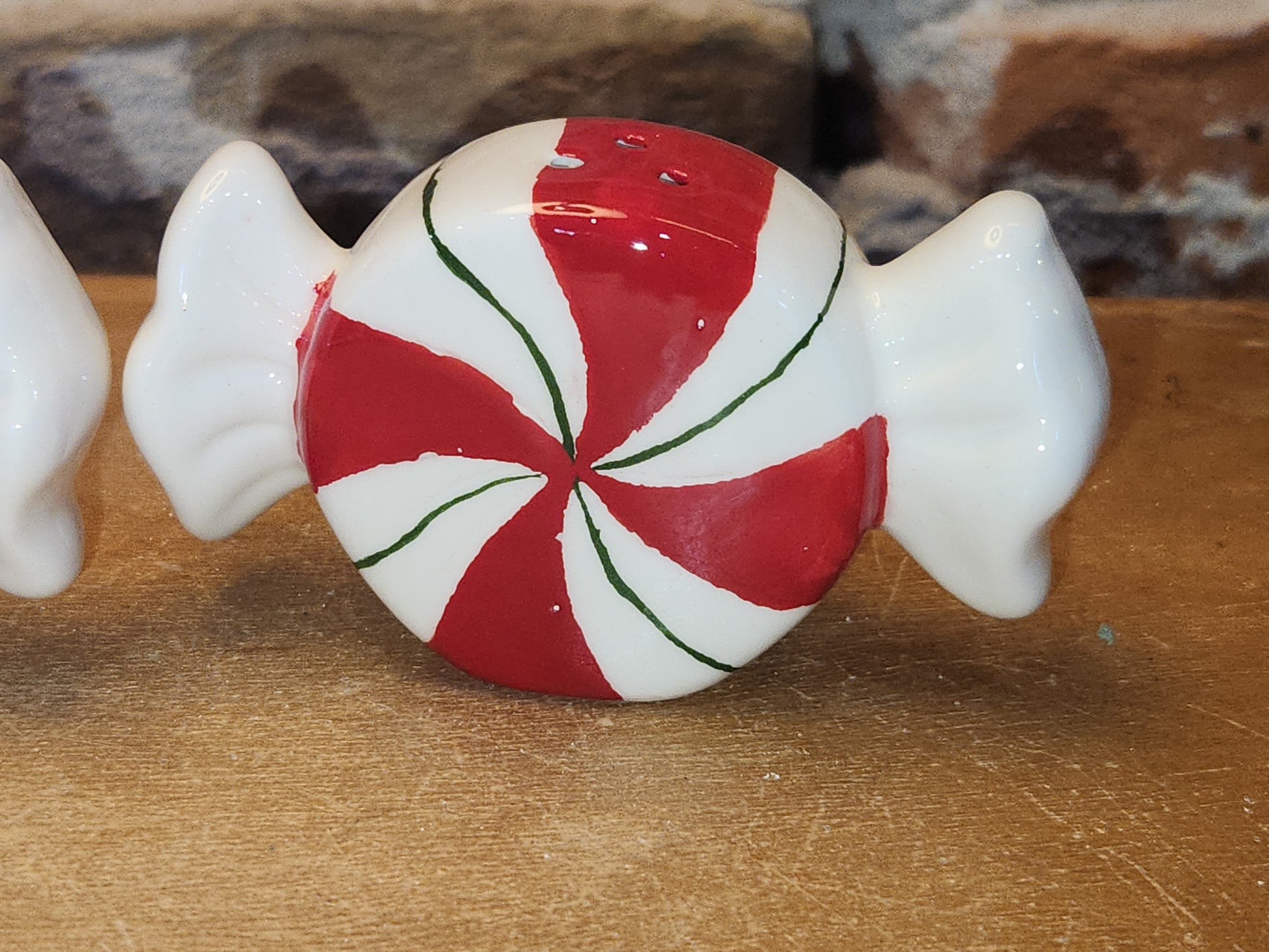Salt and Pepper Shakers Mint Candies AS IS Messy Paint Job sp17