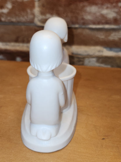 Vintage Colonial Candle Two Children Kneeling Porcelain Candle Holder Japan ch8