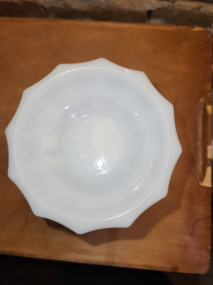 Vintage E.O. Brody Co. MJ-46 Milk Glass Fruit Compose Pestal Vase Candy Dish Trinket Cleveland Ohio USA J-2537 mg8
