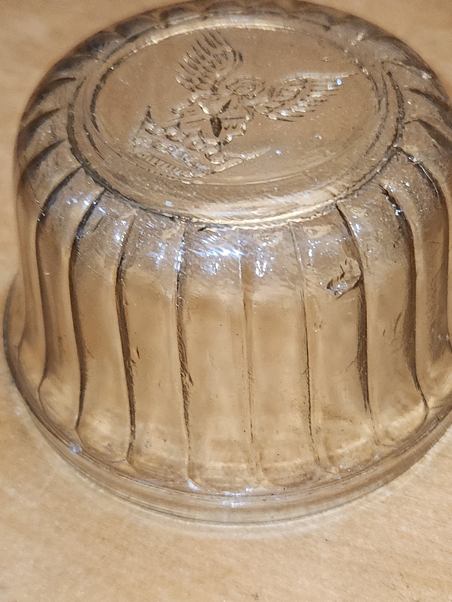 Vintage Kerr or Hazel Atlas Bee Crown Glass Jelly Jar Ribbed Edges NO LID