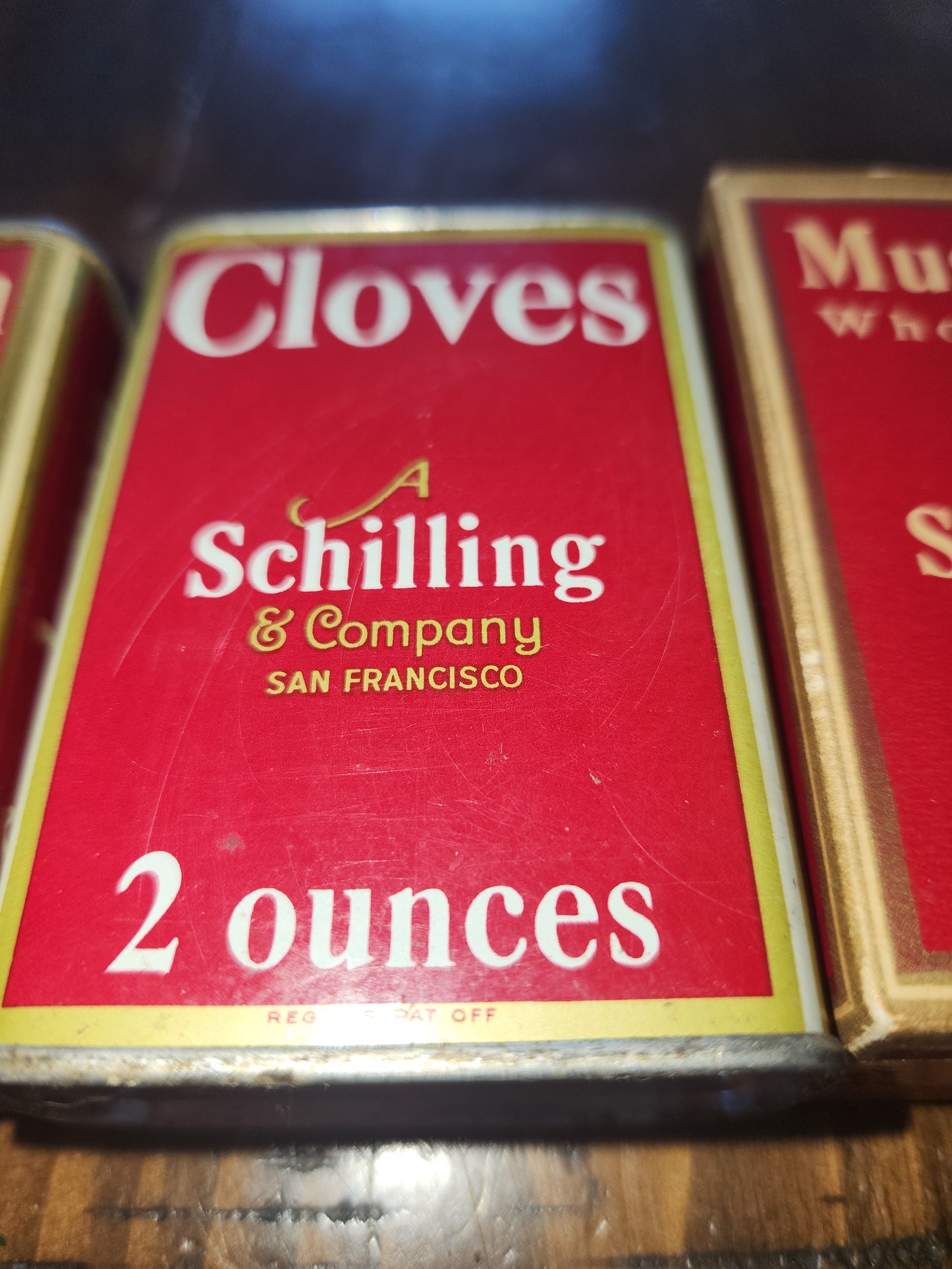 Vintage Schilling Spice Box Mustard Whole Seed, Cloves, Allspice, Cardamom Schilling Spice & Co. SAN Francisco Set of 4 sp67