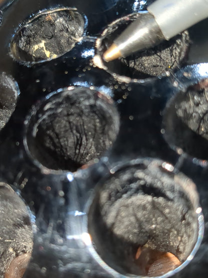 Vintage black flower frog 16 holes g334