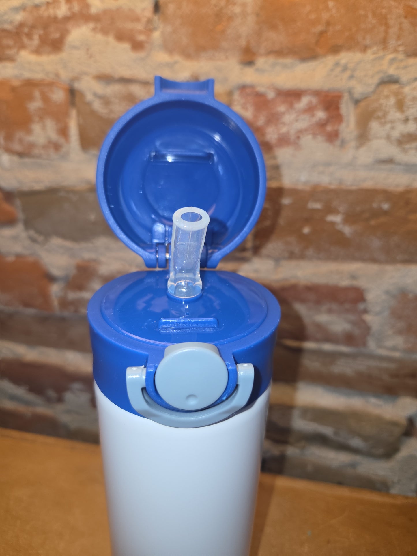 Custom Order Kid's 12 oz Tumbler Sippy Cup with Blue Flip Top Lid