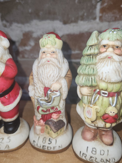 Vintage Ceramic Santas Set of 4 AS IS