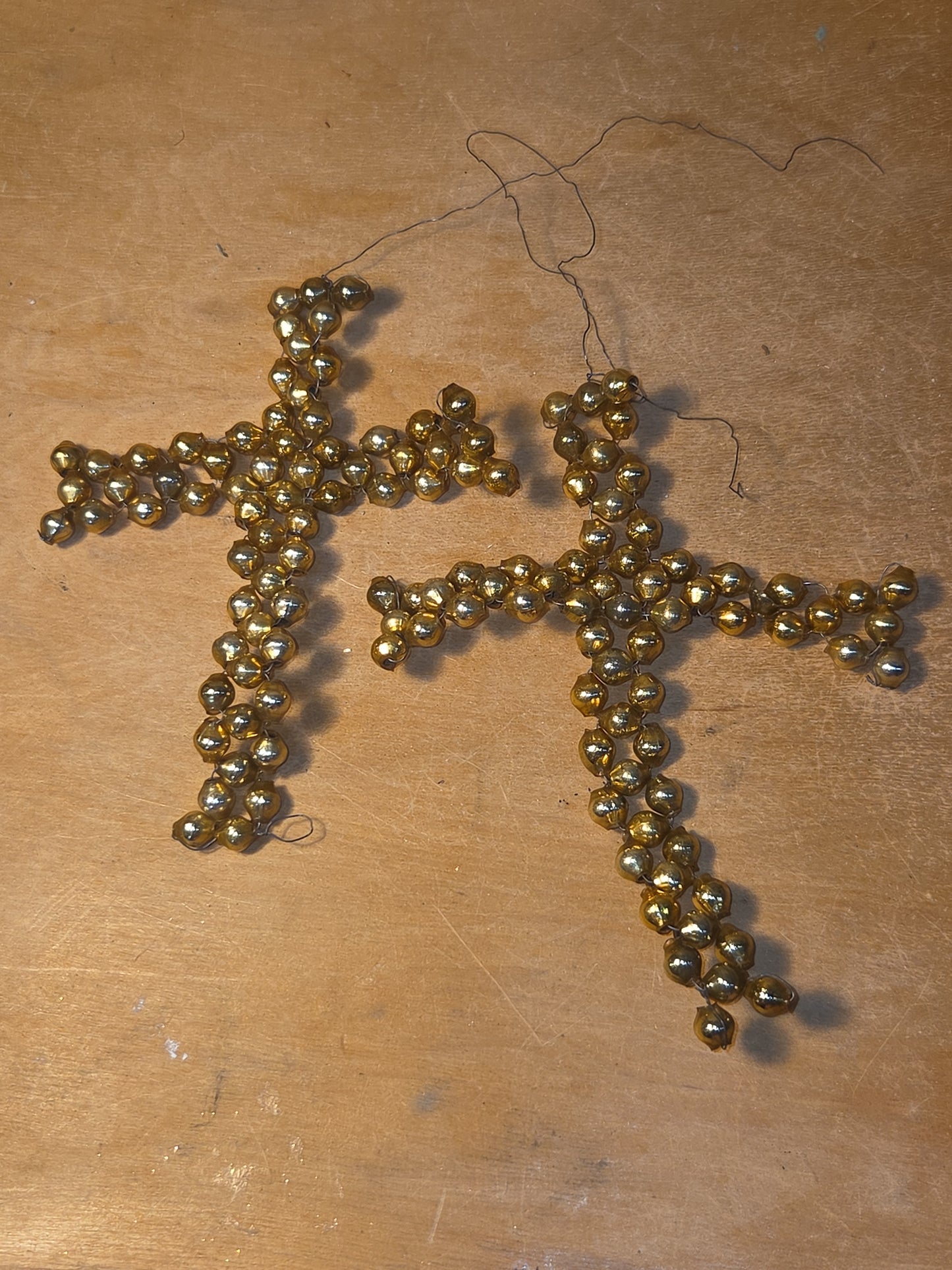 Vintage Mercury Bead Cross Ornaments AS IS For Crafting