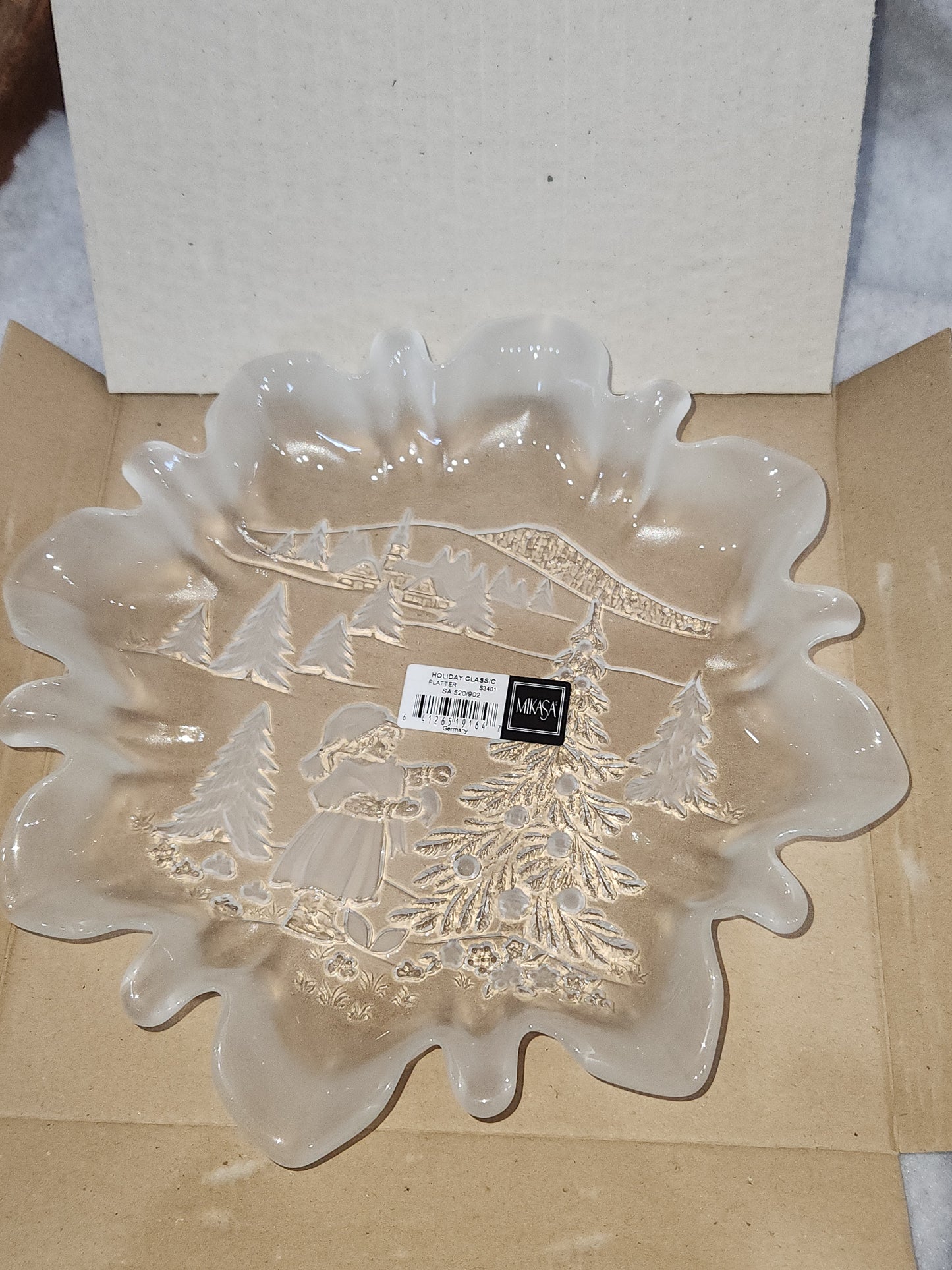 Vintage Mikasa Holiday Classics Christmas Platter Frosted Christmas Platter NIB mk29