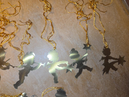 Vintage Probable Brass Angels on Gold String Set of 11