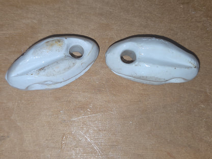 Vintage Ceramic Insulators Wire Strain Johnny Ball Style Egg Shaped Set of 2 AS IS vi10