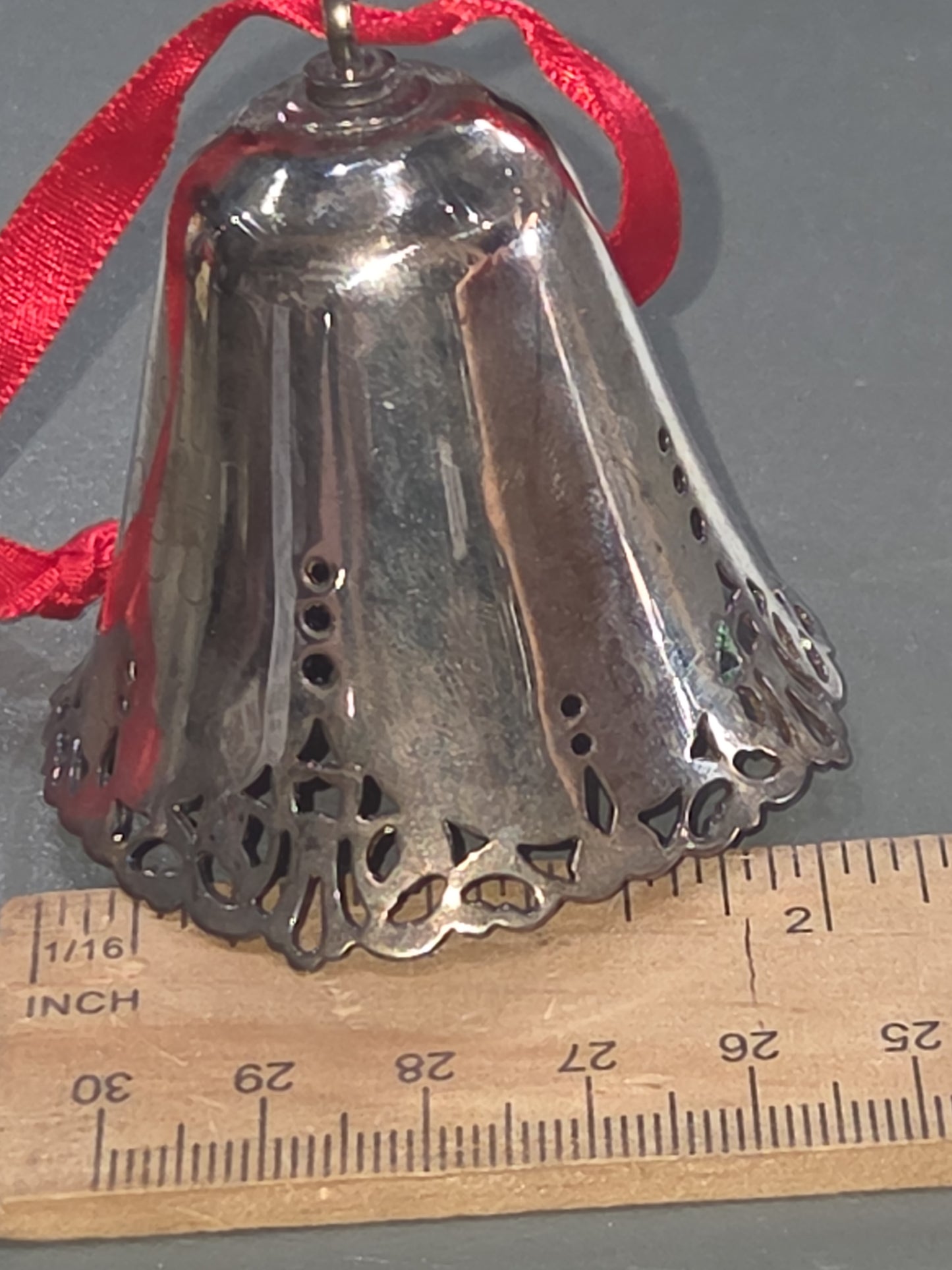 Vintaged Silver Plated Pierced Bell Engraved on One Side With Name 1995