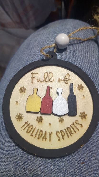 Wooden ornament or car charm. Full of holiday spirits.