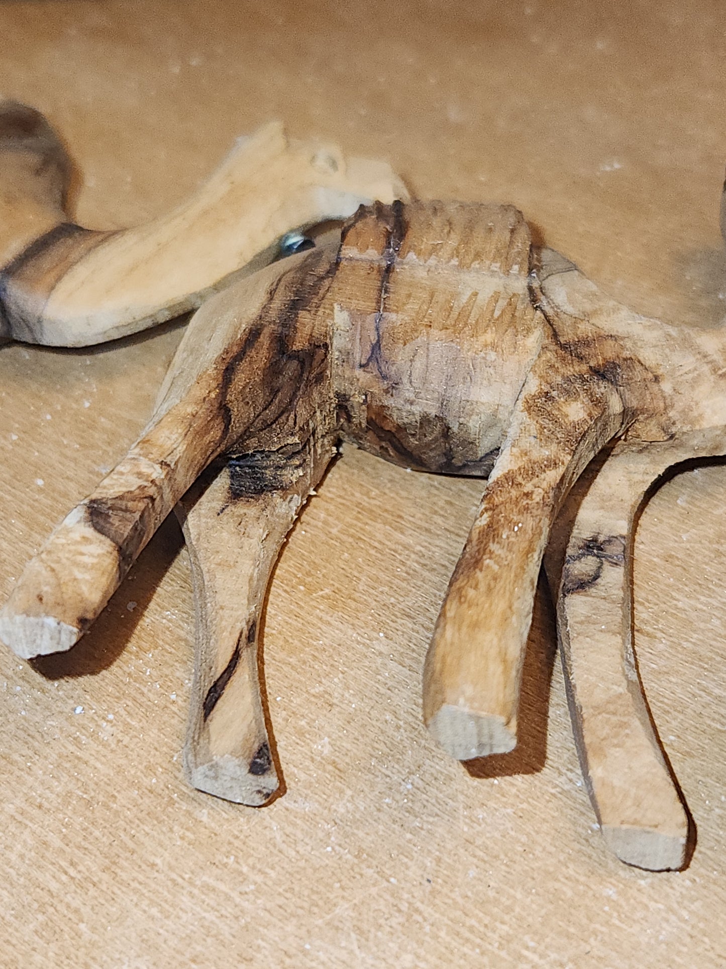 Vintage Olive Wood Hand Carved Camel Donkey Caravan nat6