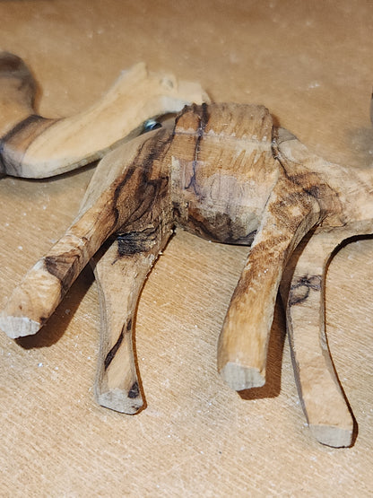 Vintage Olive Wood Hand Carved Camel Donkey Caravan nat6