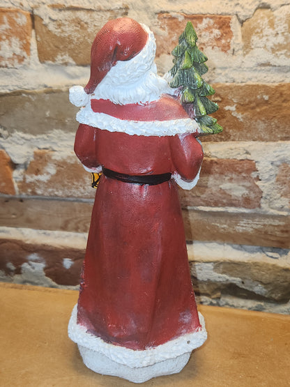 Santa Figurine Red Coat Lantern Tree sf12