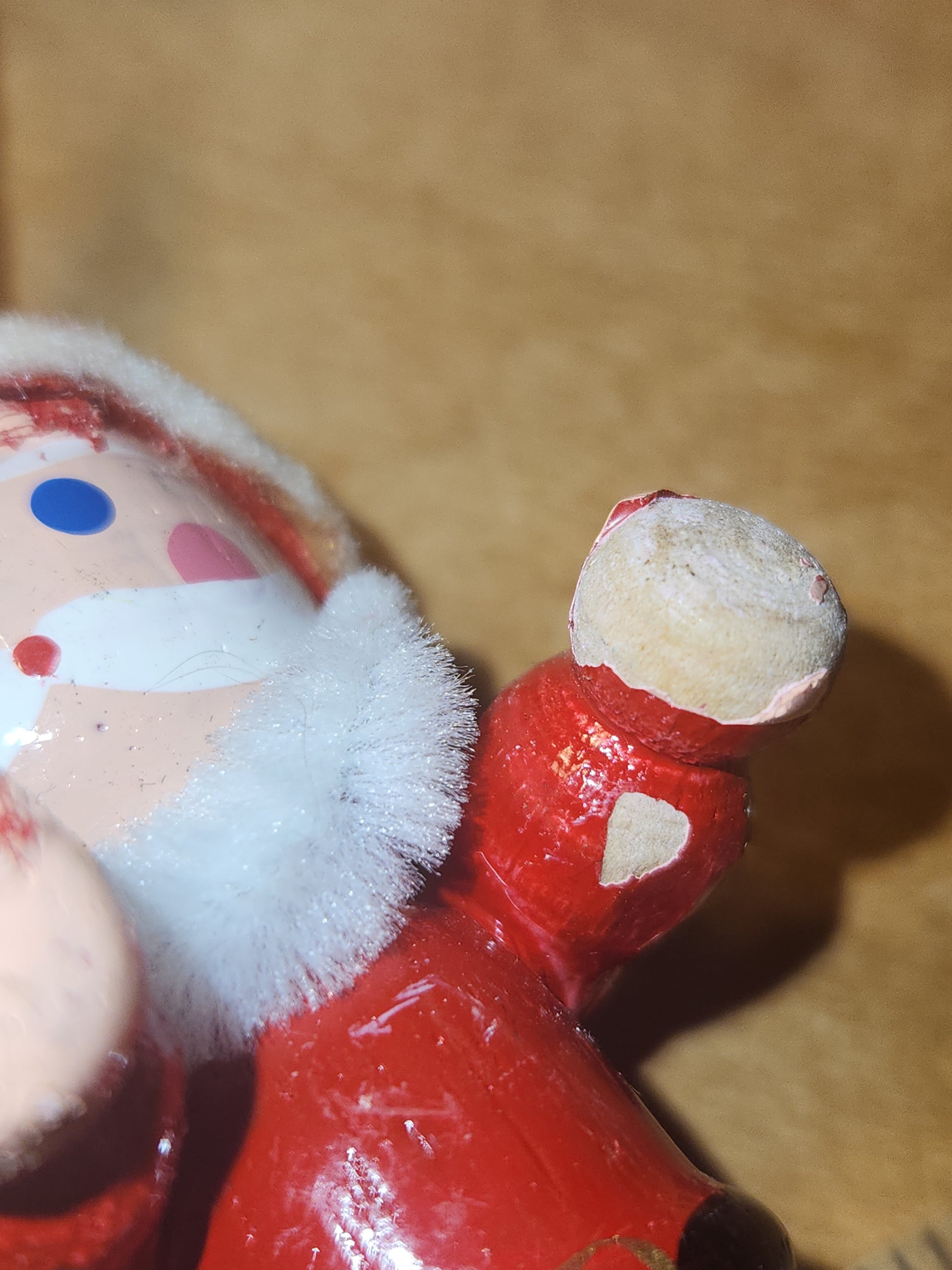 Vintage Wooden Ornaments Santa Set of 4 MCM Kitchy