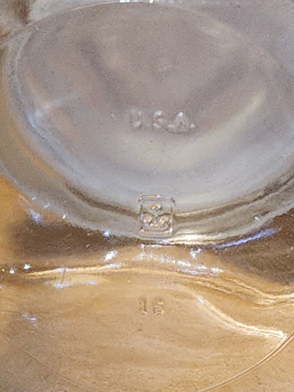 Vintage Clear Glass Square Canister with Sunburst Lid 5 1/4" square sj2