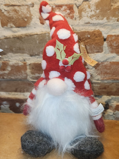 Christmas Gnome with Holly White Beard Lights Up gn05