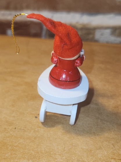 Vintage Wooden Ornaments Santa Set of 4 MCM Kitchy