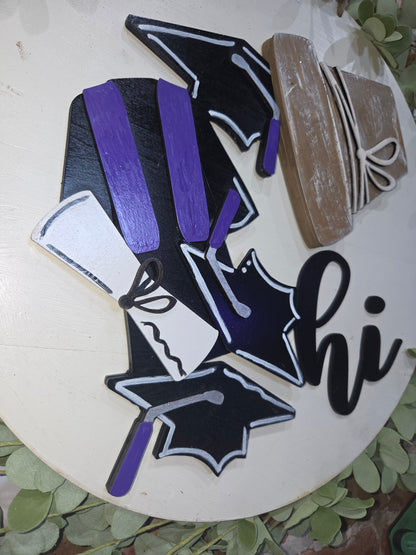 Graduation Black Purple Silver Insert for Interchangeable Pot Spilling Door Sign *Sign Sold Seperately*