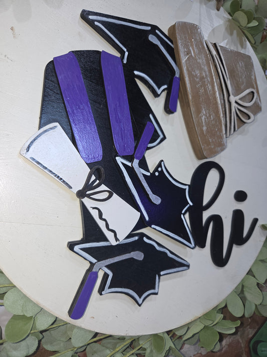 Graduation Black Purple Silver Insert for Interchangeable Pot Spilling Door Sign *Sign Sold Seperately*