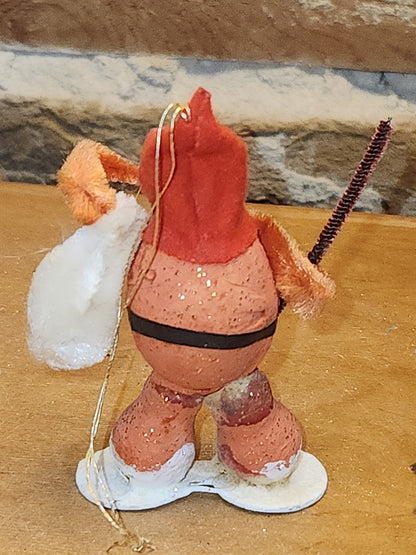 Vintage Putz Style Santa Claus Cardboard Mica Glitter Chenille Pipe Cleaner Figure sc33