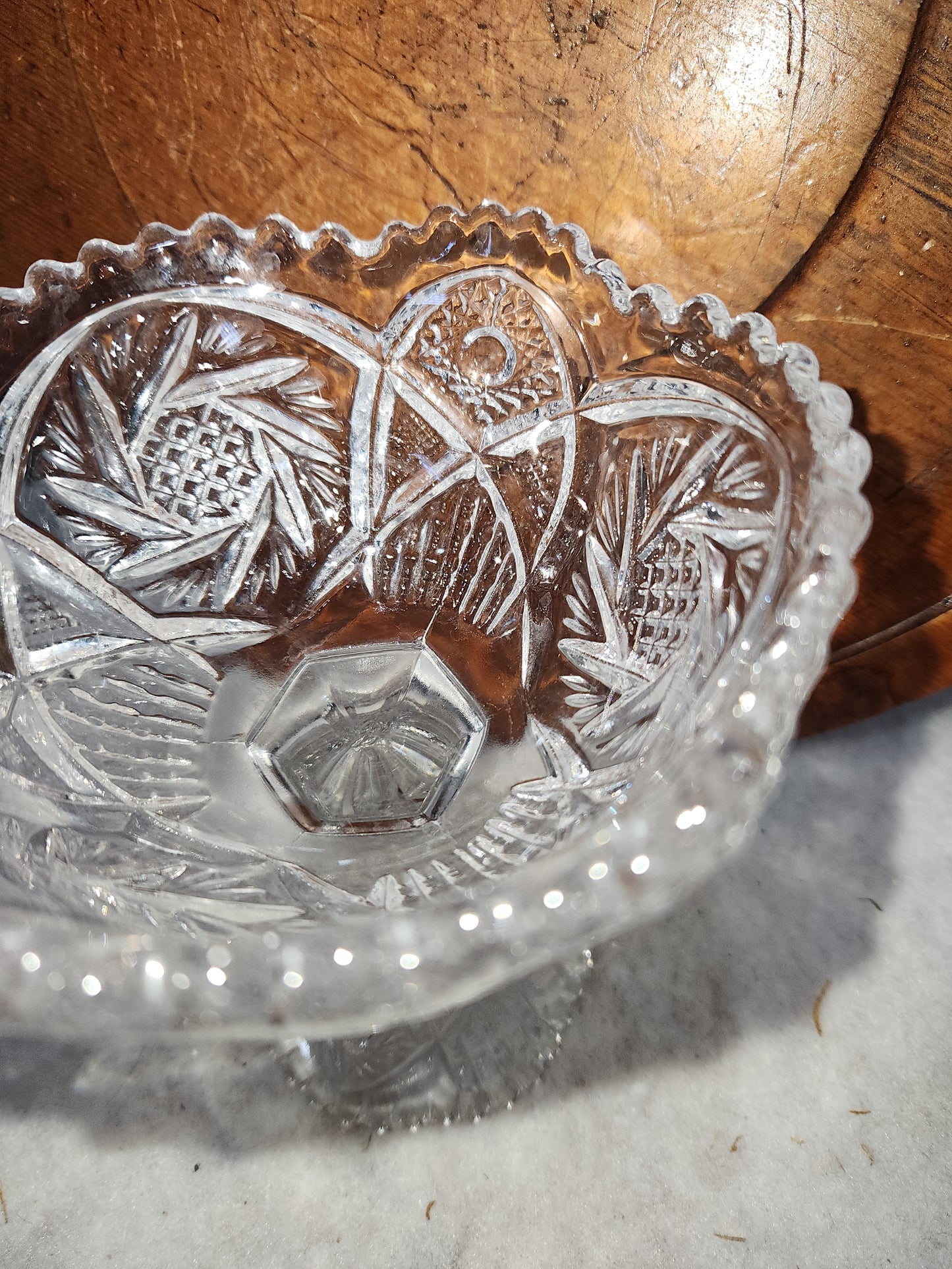 Vintage Imperial Crystal Compote Trinket Candy Dish 5" diameter gl112