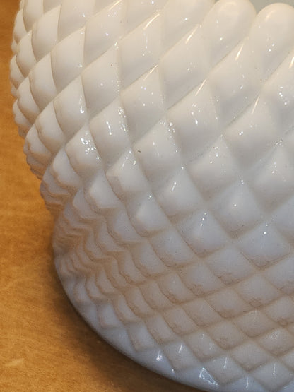 Vintage Westmoreland Milk Glass Hobnail Rose Bowl Diamond-point Pattern mg45