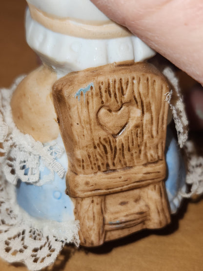 Vintage Jasco L'll Chimers Critter Ornament Bells With Lace Trim Bear Baking, Grandma Bear, Goose porcelain