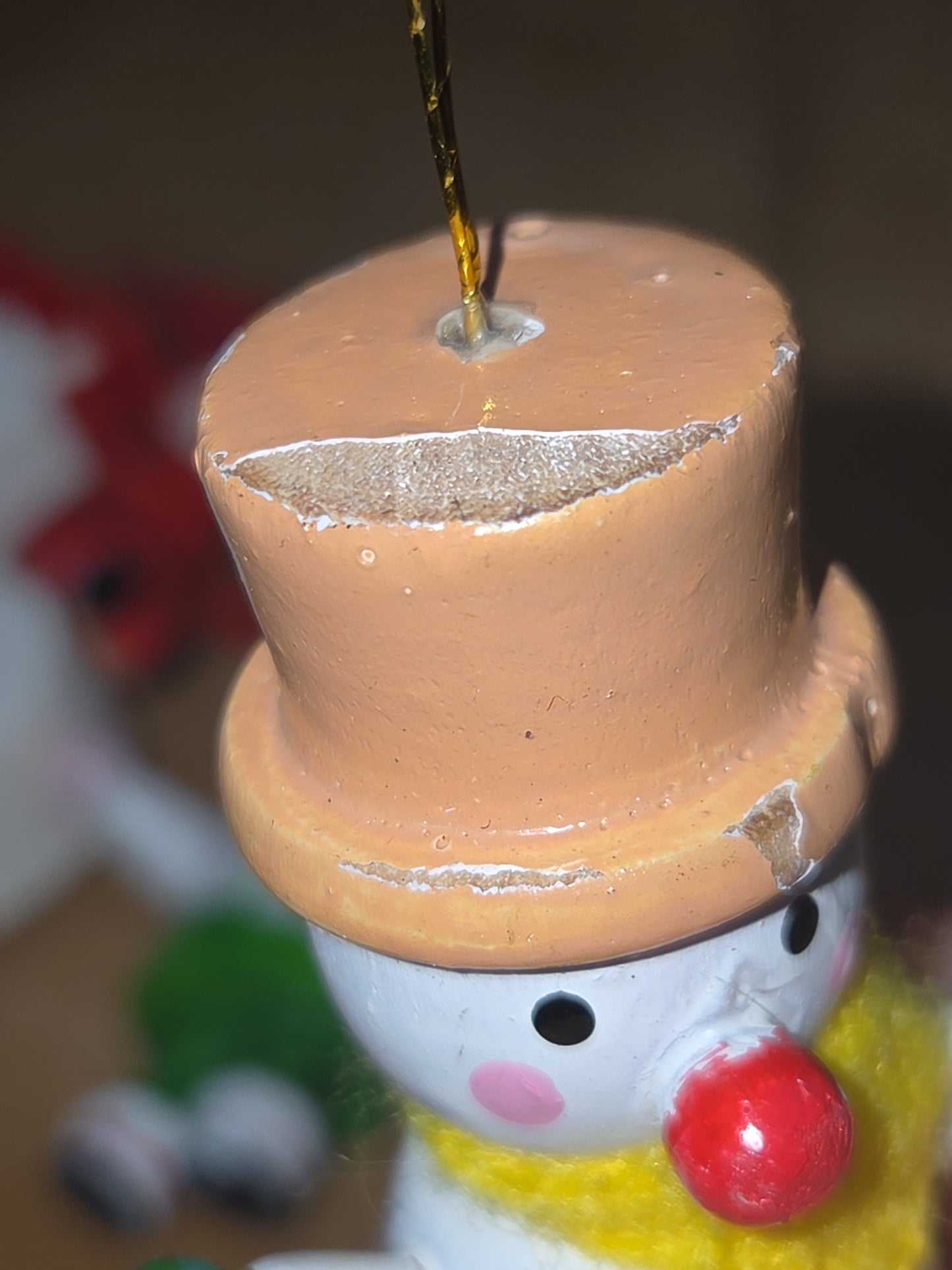 Vintage Wooden Ornaments Snowman Cat Shoe Tree Set of 5 MCM Kitchy