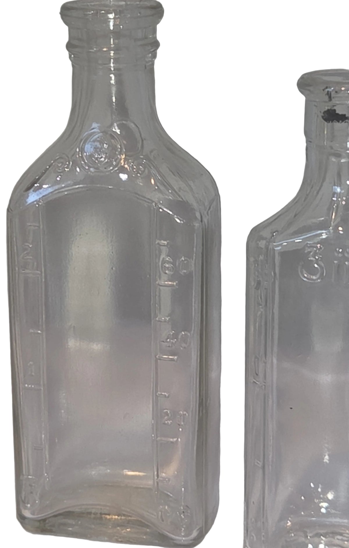 Vintage Glass Medicine Bottles Clear Embossed 3ii and 3 iv Set of 3 bottles Owens Early 1920s vmb65