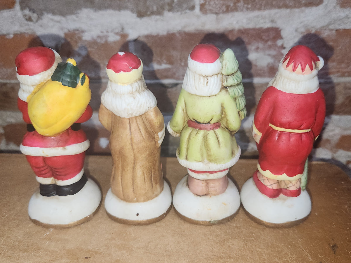 Vintage Ceramic Santas Set of 4 AS IS