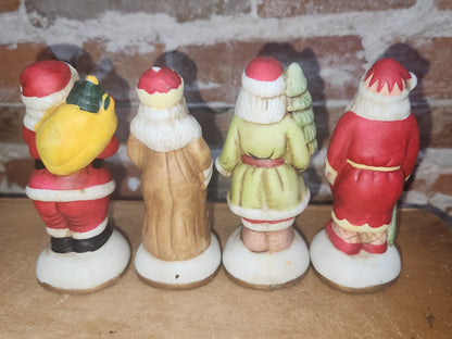 Vintage Ceramic Santas Set of 4 AS IS
