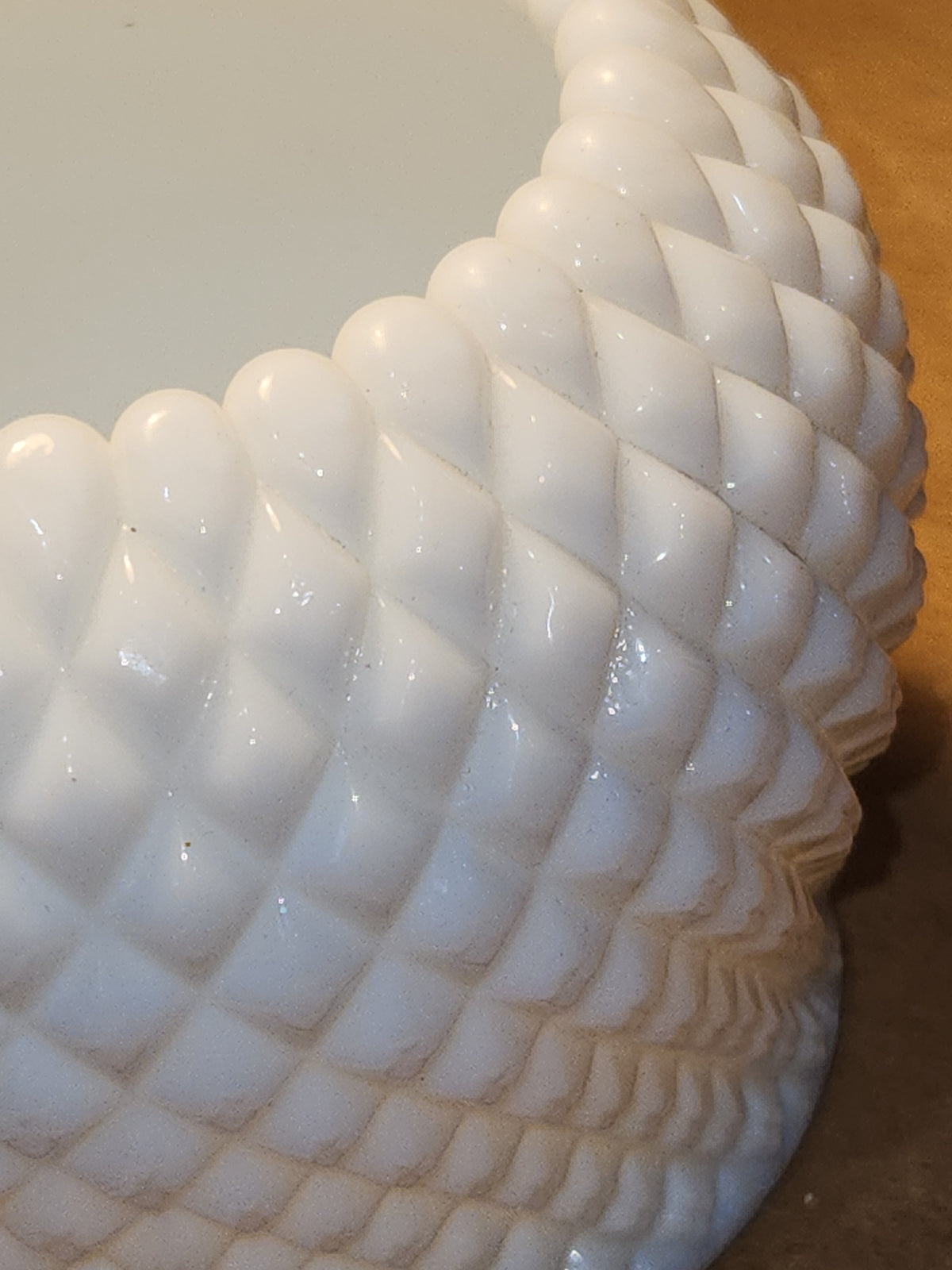 Vintage Westmoreland Milk Glass Hobnail Rose Bowl Diamond-point Pattern mg45