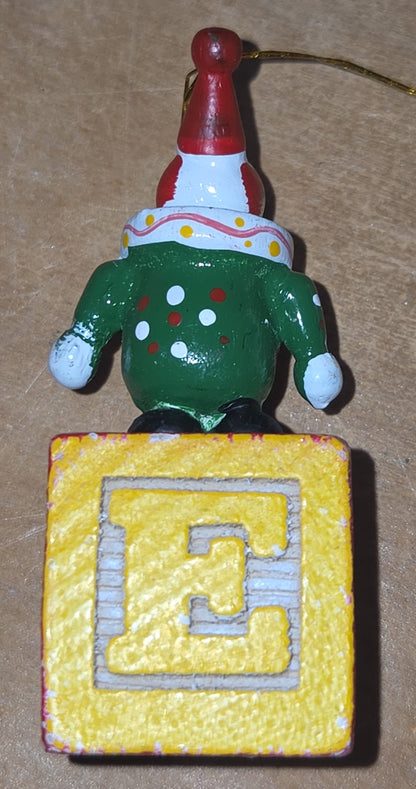 Vintage Wooden Ornament Circus Clowns Set of 4 MCM Kitchy