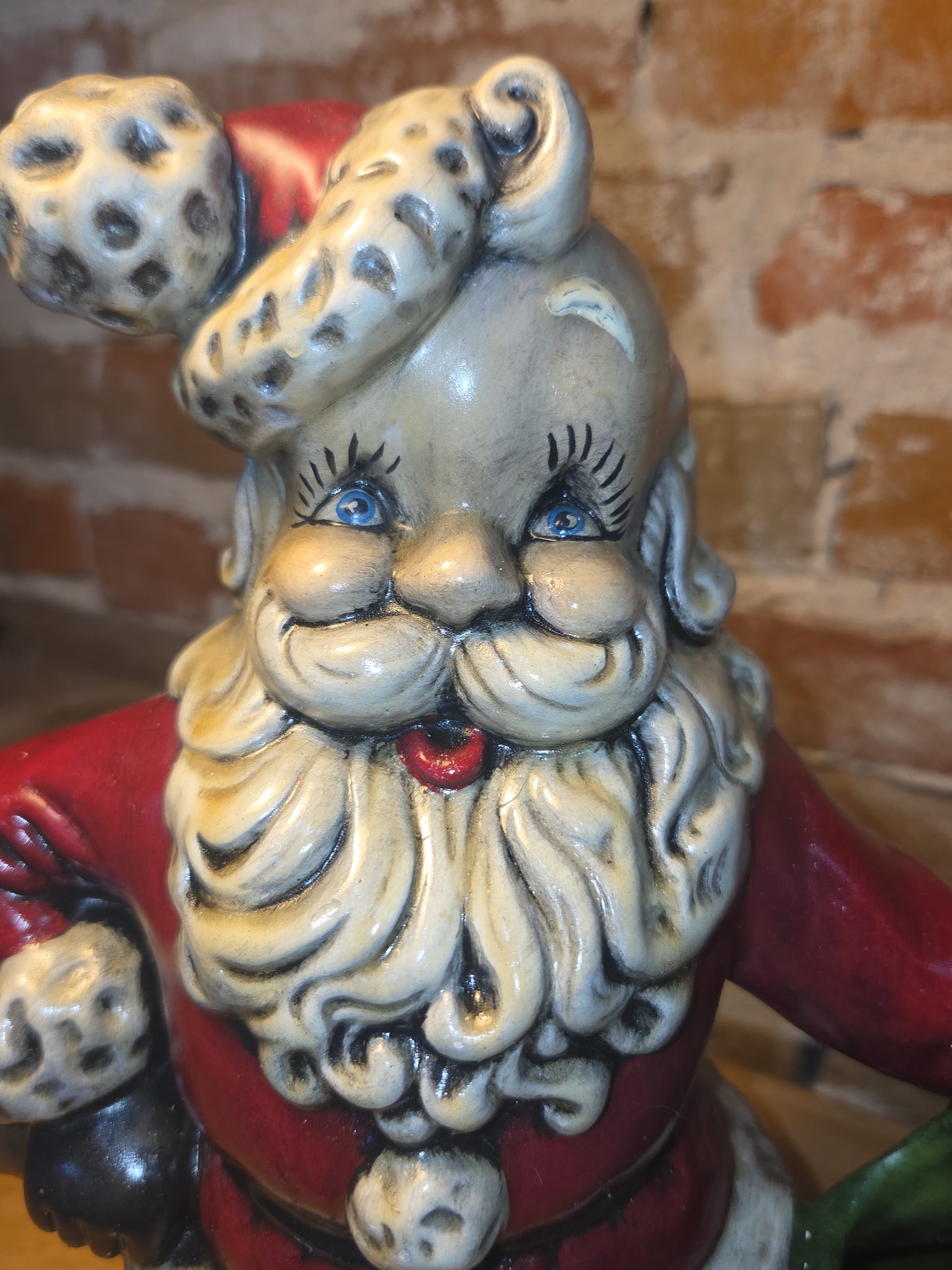 Vintage Royall Mold Ceramic Planter Santa Claus Bell Toy Bag
