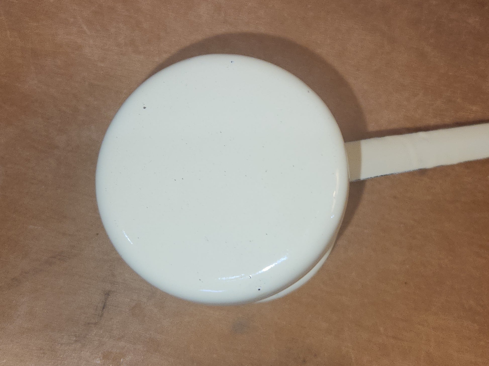 Vintage Enamelware Butter Melters Turkish Coffee Light Yellow Outside White Inside AS IS en09