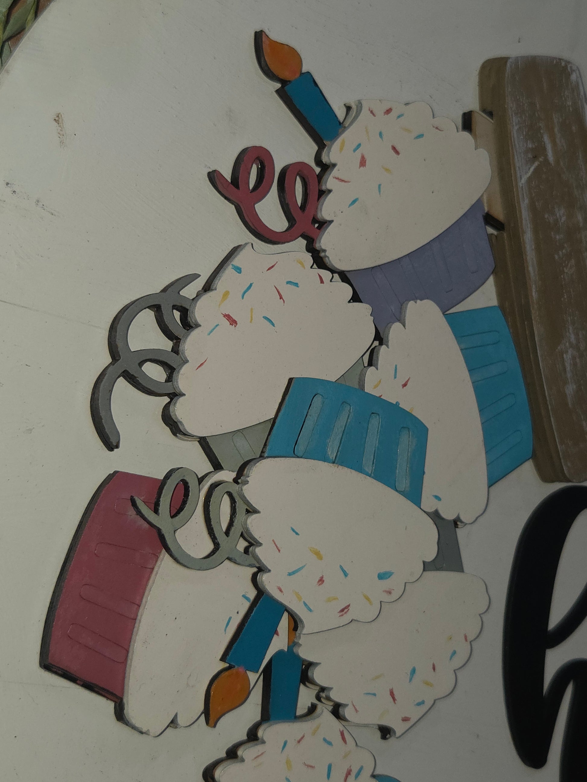 Cupcake Birthday Insert for Interchangeable Pot Spilling Door Sign *Sign Sold Seperately*