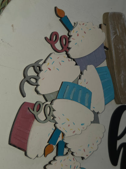 Cupcake Birthday Insert for Interchangeable Pot Spilling Door Sign *Sign Sold Seperately*