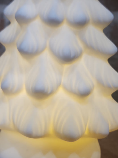 Ceramic Christmas Tree with LED light, 9.6in tall