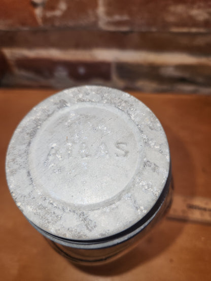 Vintage Atlas Mason Square Quart Jar Zinc Atlas Lid at9