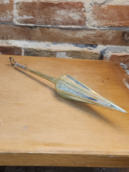 Vintage German or Poland 10” Glass Gold Parasol Ornament Folded Umbrella OO1