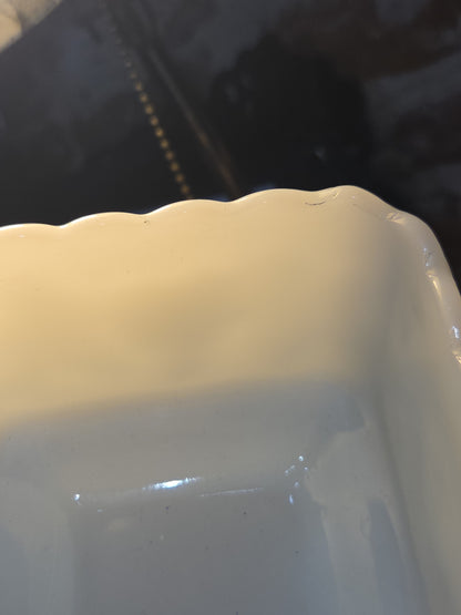 Vintage Anchor Hocking Milk Glass Footed Square Planter Candy Trinket Dish mg8