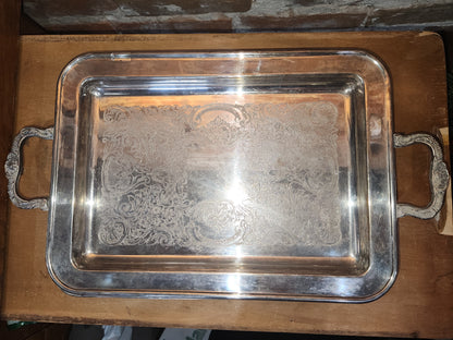 Vintage Serving Tray Leonard Silver Company Silverplated and Footed sp87