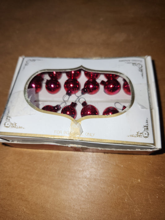Vintage Shiny Brite 24 Red Mercury Glass Ball Feather Tree Ornaments 12mm Japan MCM  bo126