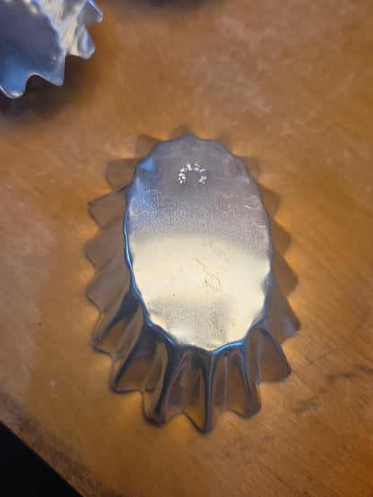 Vintage Miniature Swedish Fluted Tins Pan Chocolates Mold and Clay Molding Tool Set of 16 al99