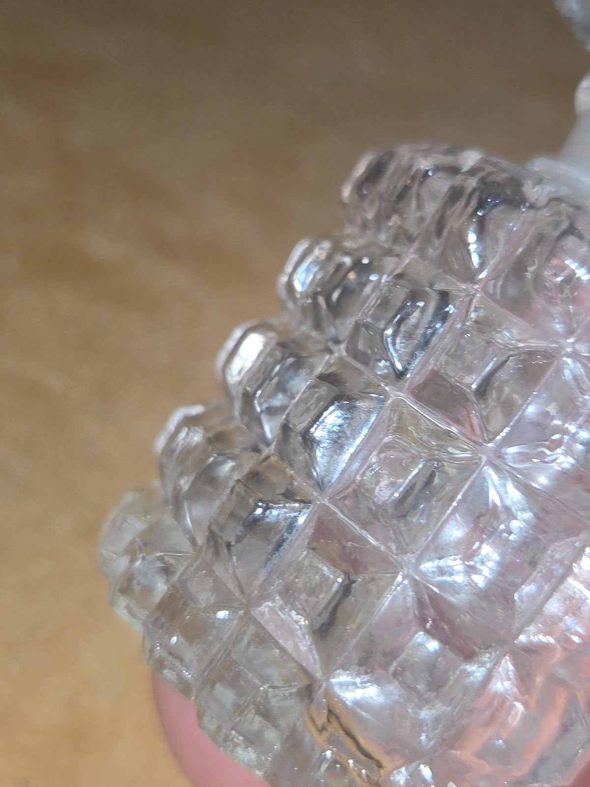Vintage Perfume Bottle Pressed Glass Faceted Stopper with Ground or Polished Glass gl40