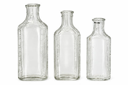 Vintage Glass Medicine Bottles Clear Embossed 3ii and 3 iv Set of 3 bottles Owens Early 1920s vmb65