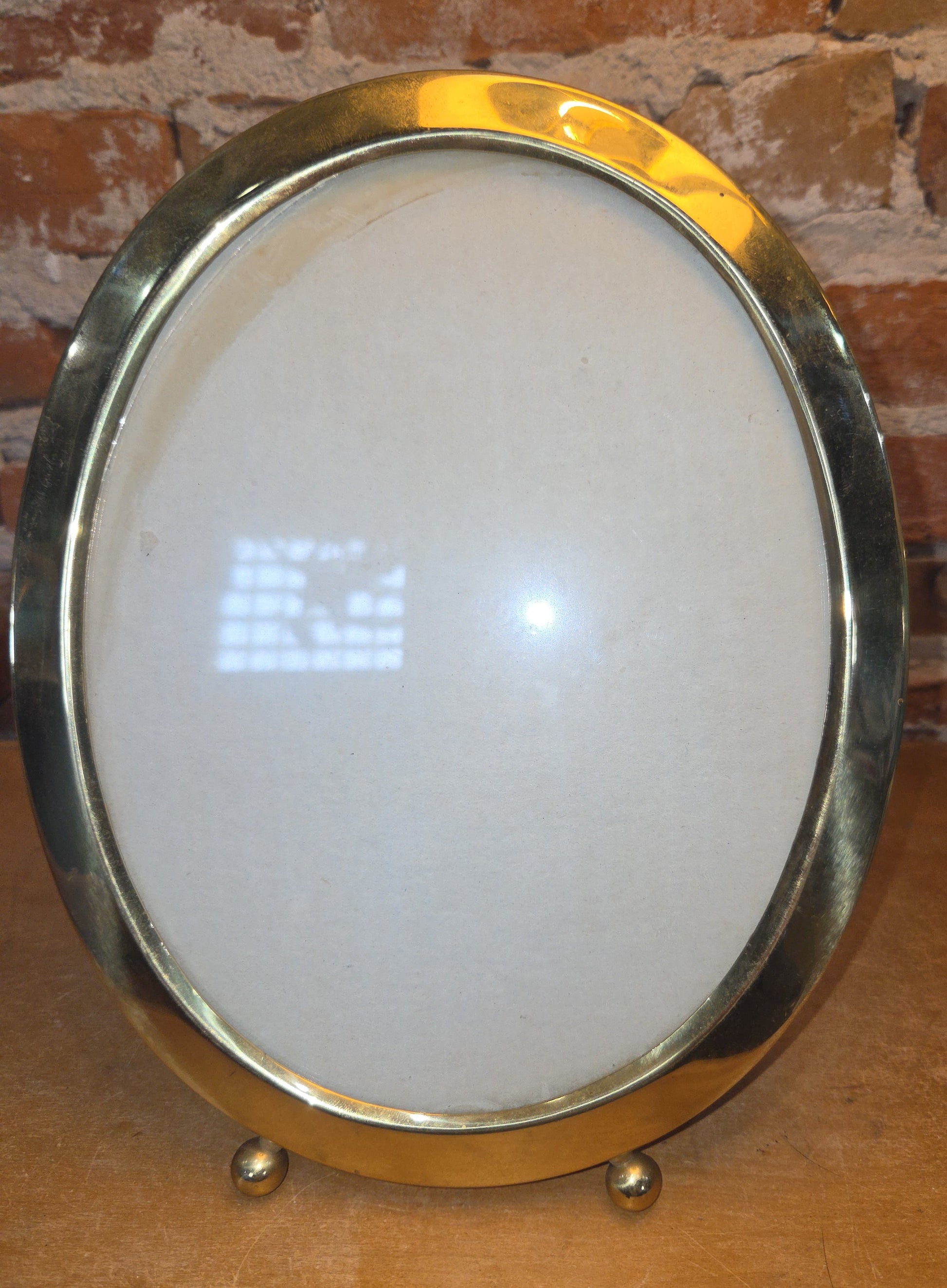 Vintage Brass Footed Oval Photo Frame