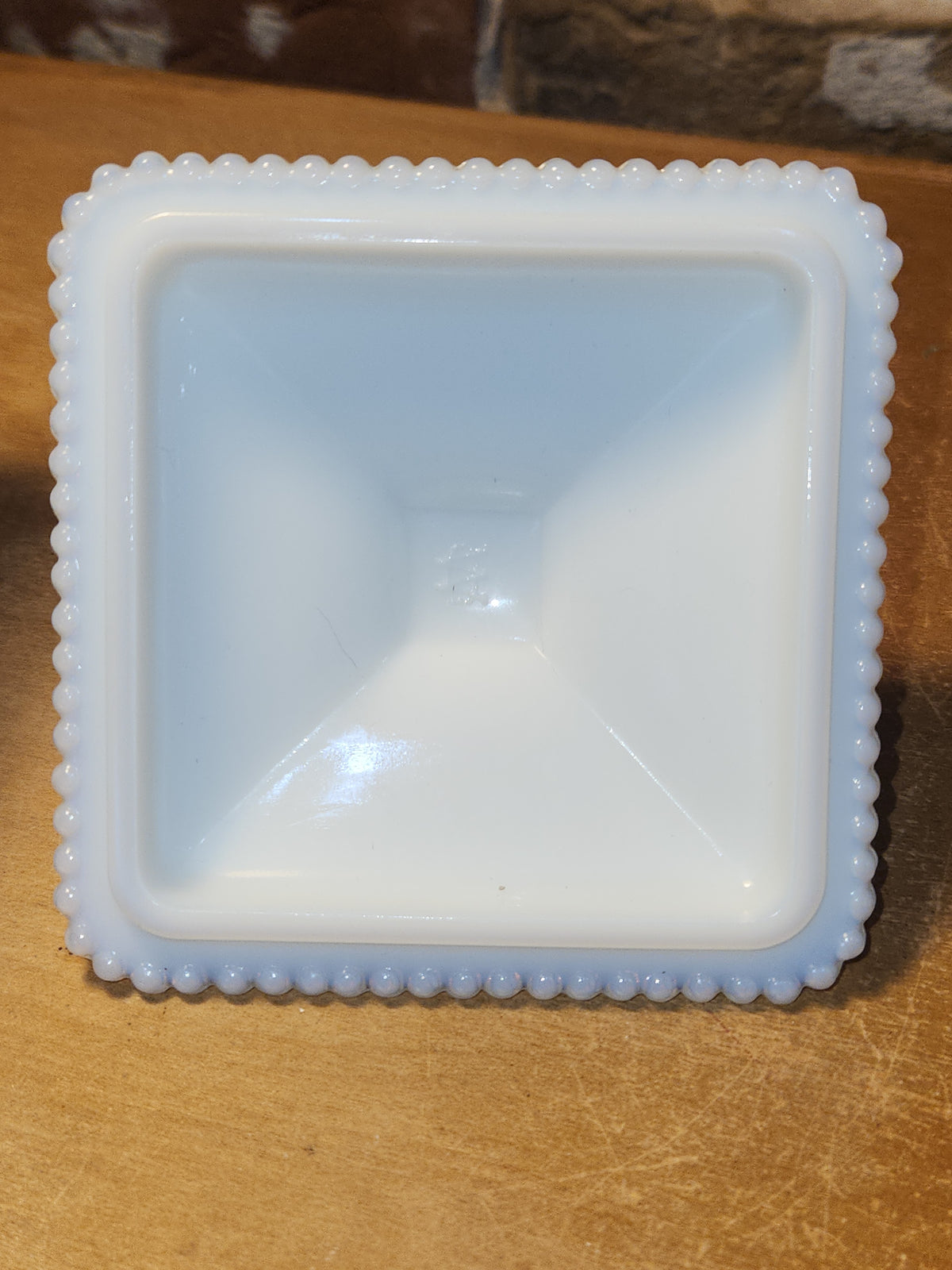 Vintage Westmoreland Milk Glass Square Lidded Candy Dish Grape Design Beaded Edges mg111
