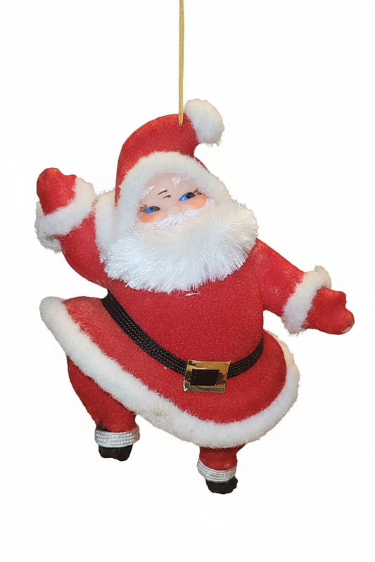 Vintage Flocked Santa Once on a Pick for Foral Arrangement sf24a