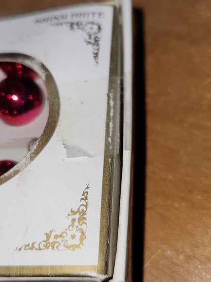 Vintage Shiny Brite 24 Red Mercury Glass Ball Feather Tree Ornaments 12mm Japan MCM  bo126